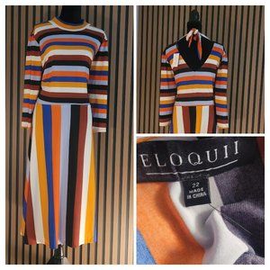 ELOQUII Multicolor Fit & Flare Dress